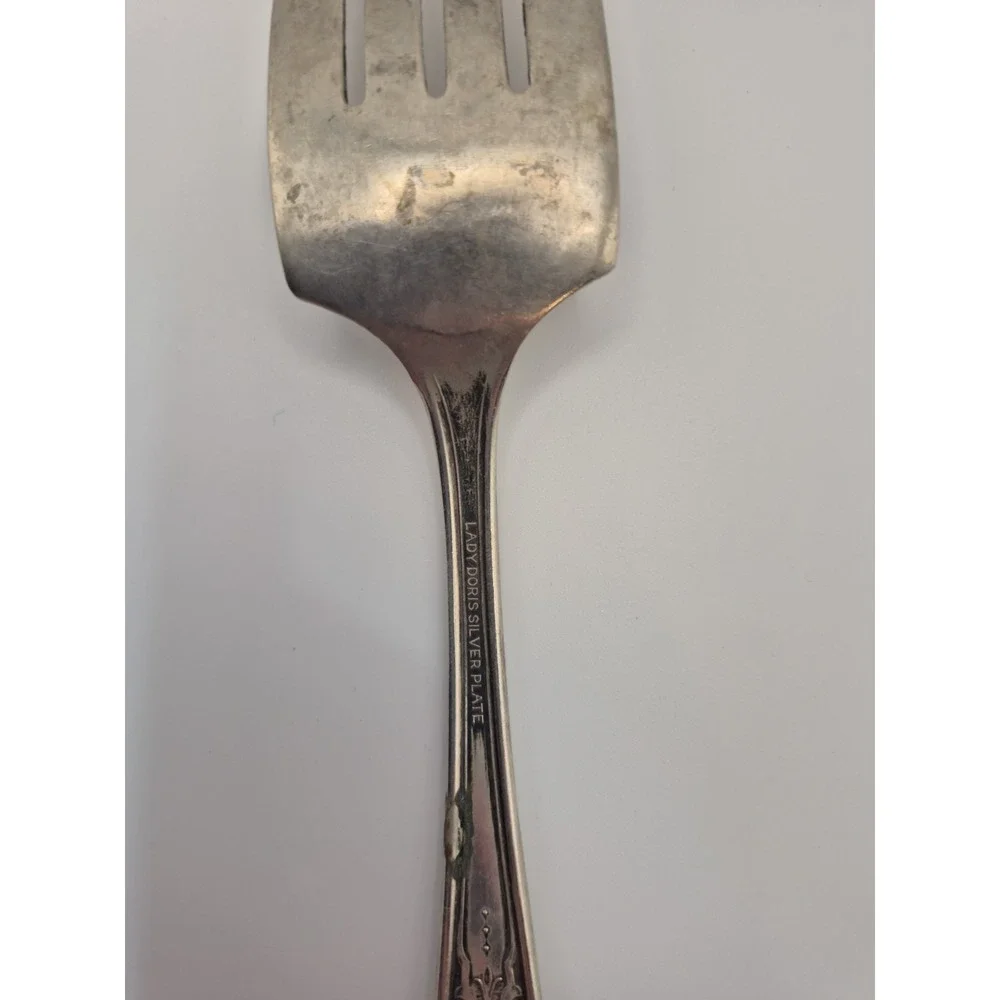 Lady Doris Serving Meat Fork Silverplate 1929 8.5 Inch Art Deco *See Pics*